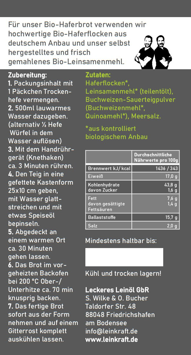 Bio Haferbrot Vollkorn Backmischung