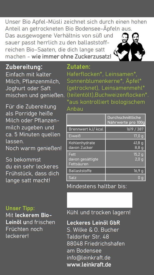 Bio Müsli Apfel Körnermix