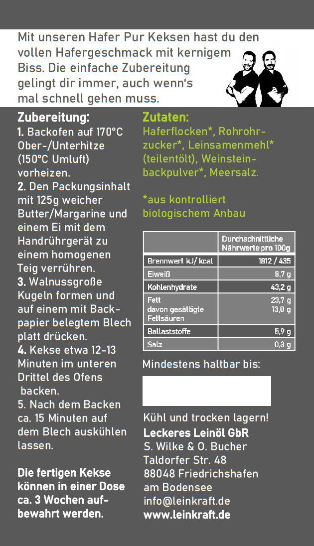 Bio Haferkekse Backmischung Pur