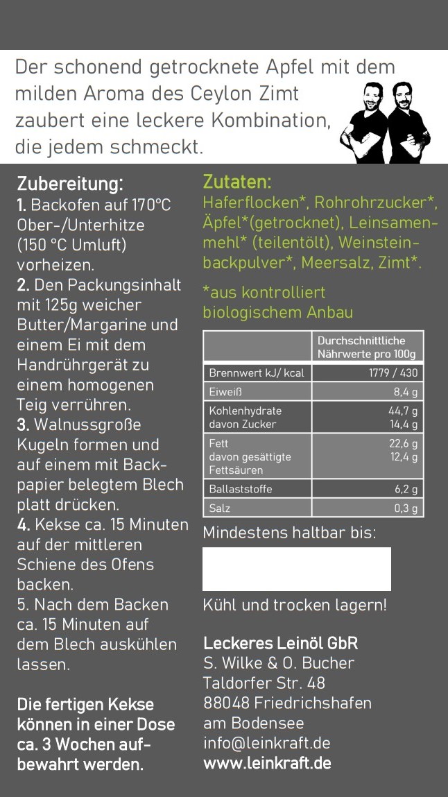 Bio Haferkekse Backmischung Apfel Zimt