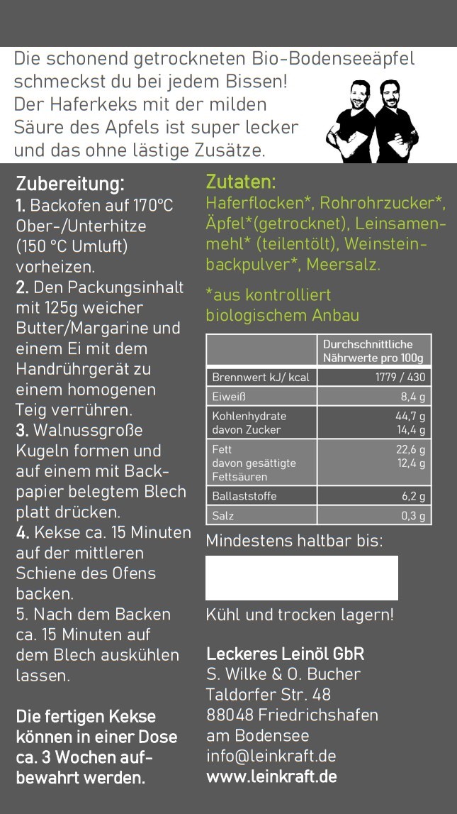 Bio Haferkekse Backmischung  Apfel